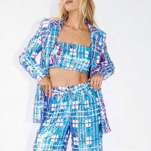 Nasty Gal Check Sequin Blazer and top